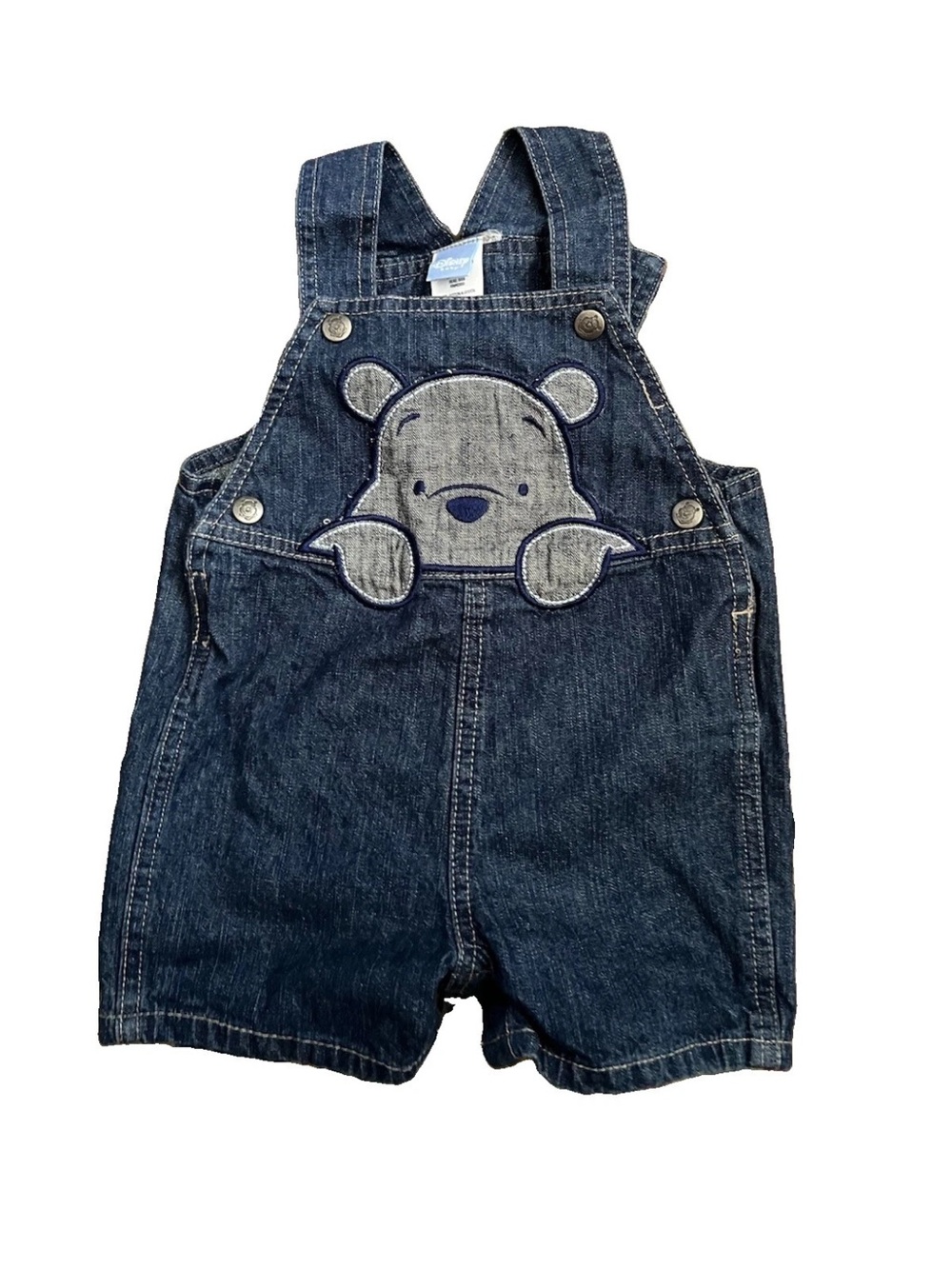 Vtg Disney Baby Winnie The Pooh Kids Toddler Denim Jean Overalls Size 6-9 Months